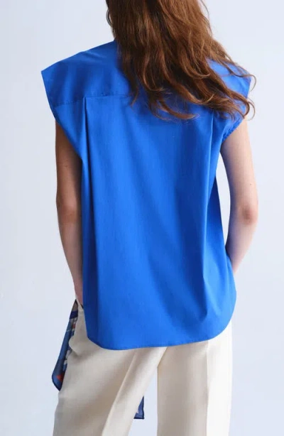Mango Poplin Shirt In Blue