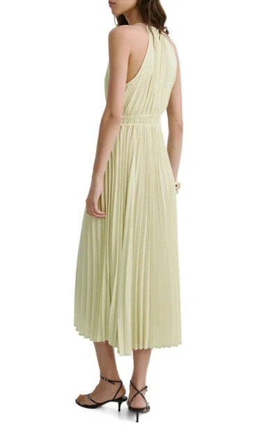 Mango Pleated Halter Neck Dress In Pastel Green