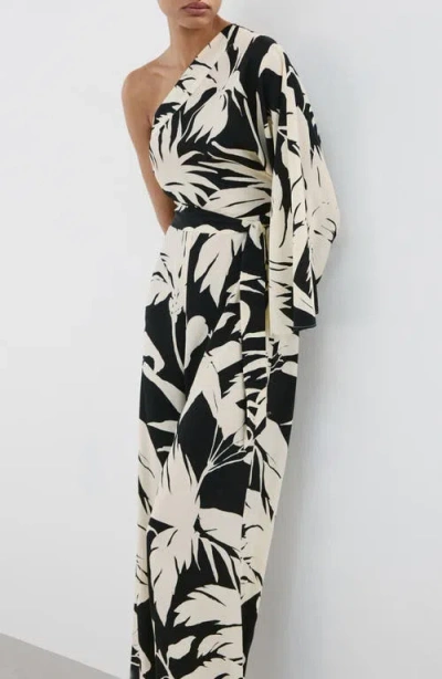 Mango Asymmetrical Flared-sleeve Jumpsuit In Multi