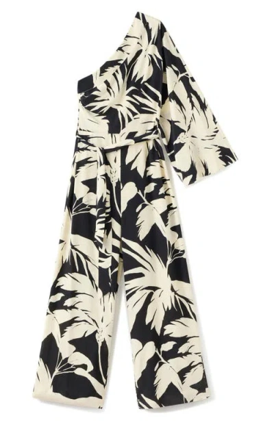 Mango Asymmetrical Flared-sleeve Jumpsuit In Multi