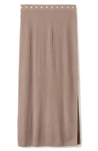 Mango Skirt With Buttons And Side Slit In Brown