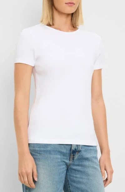 Michael Stars Haley Fine Binded Cotton T-shirt In White