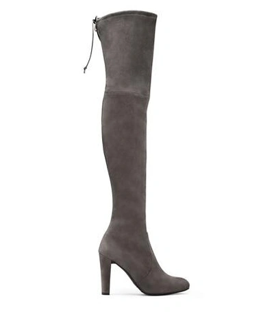 Shop Stuart Weitzman The Highland Boot In Charcoal Suede