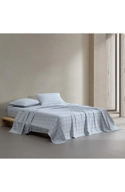 Calvin Klein Multi Grid 200 Thread Count Cotton Percale Sheet Set In Blue