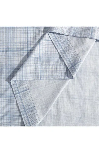 Calvin Klein Multi Grid 200 Thread Count Cotton Percale Sheet Set In Blue