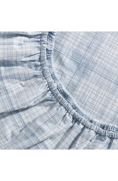 Calvin Klein Multi Grid 200 Thread Count Cotton Percale Sheet Set In Blue