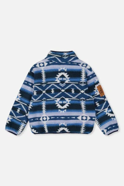 Deux Par Deux Mid-season Plush Half Zip Kangaroo Pocket Pullover Jacket In Blue