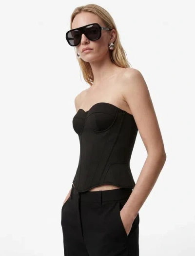Koton Structured Satin Strapless Corset In Black