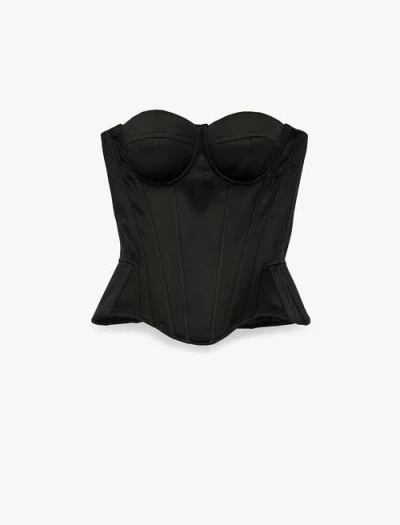 Koton Structured Satin Strapless Corset In Black