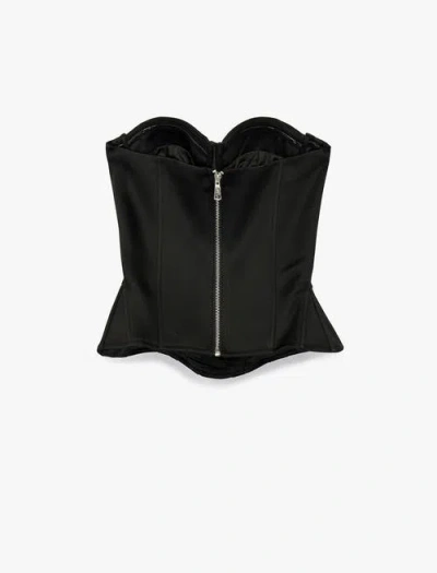 Koton Structured Satin Strapless Corset In Black