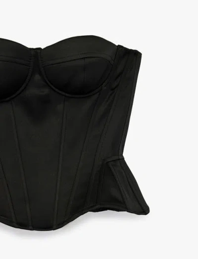 Koton Structured Satin Strapless Corset In Black