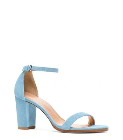 Shop Stuart Weitzman The Nearlynude Sandal In Azure Suede