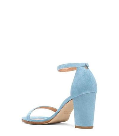 Shop Stuart Weitzman The Nearlynude Sandal In Azure Suede