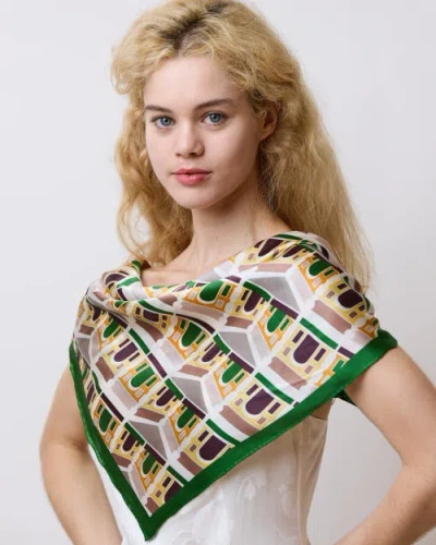 Lost Pattern Square Arch Silk Bandana In Multi