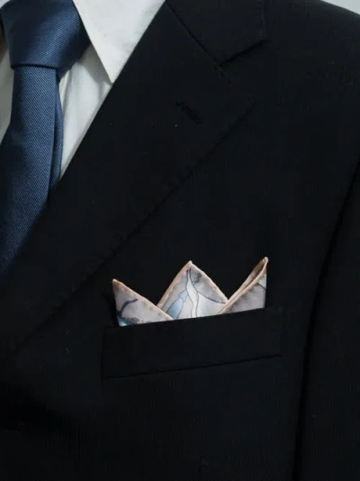Lost Pattern Datura Silk Pocket Square In Silver