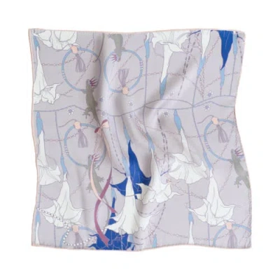 Lost Pattern Datura Silk Pocket Square In Silver
