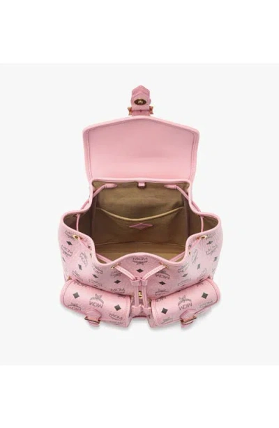 Mcm Small Aren Drawstring Backpack In Pink