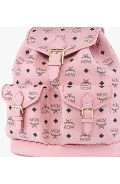 Mcm Small Aren Drawstring Backpack In Pink