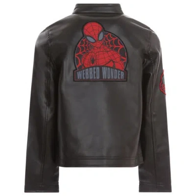 Marvel Spider-man Zip-up Leather Jacket In Black