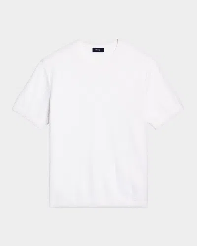 Theory Kolben Pacific Short Sleeve Textured Knit Sweater In White