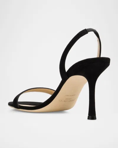 Jimmy Choo Jenn 85mm Suede Slingback Sandals In Black