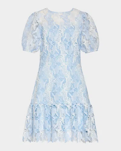 Milly Illy Yasmin Butterfly Lace Mini Dress In Blue