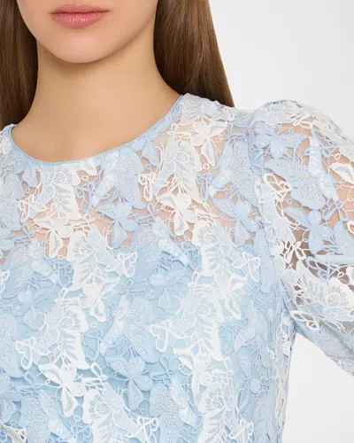 Milly Illy Yasmin Butterfly Lace Mini Dress In Blue