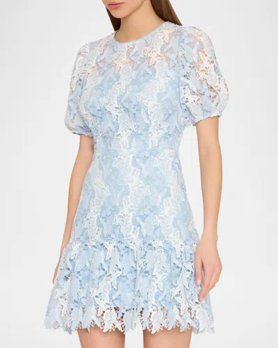 Milly Illy Yasmin Butterfly Lace Mini Dress In Blue