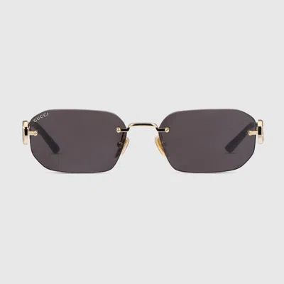 Gucci Rectangular Frame Sunglasses In Gold