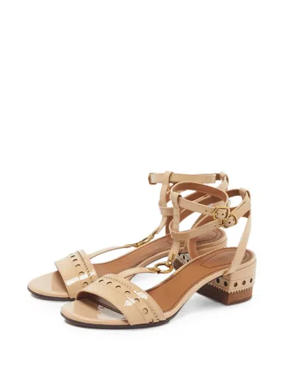 Pre-owned Chloé Perry Ankle Strap Sandals In Neutral