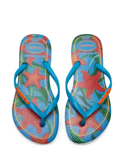 Havaianas Starfish-pattern Flip Flops In Blue