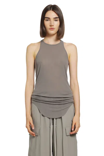 Rick Owens Tower Basic Rib Tank In Gray