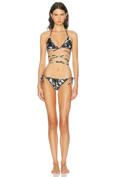 Pucci Geometric Low Rise Polyamide Bikini Bottom In Brown