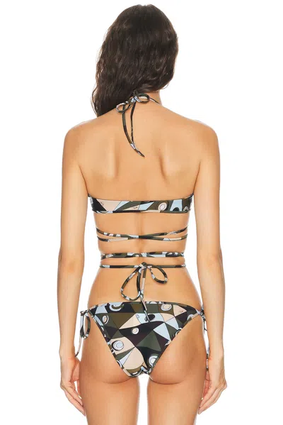 Pucci Lycra Wrap Triangle Bikini Bra Top In Multi