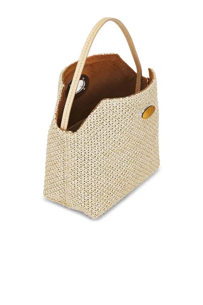 Christopher Esber Turnlock Raffia Mini Shoulder Bag In Neutral