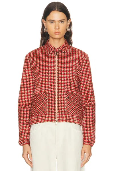 Moncler Lanset Packable Short Down Shirt Jacket In Red
