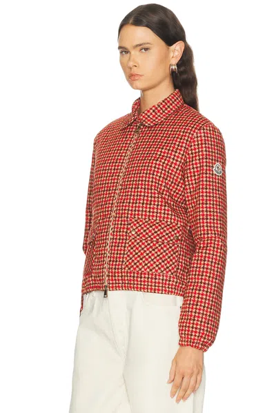 Moncler Lanset Packable Short Down Shirt Jacket In Red