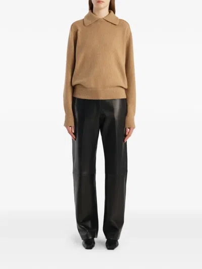 Khaite Womens Camel Jackson Collared Wool And Cashmere-blend Jumper In Brown