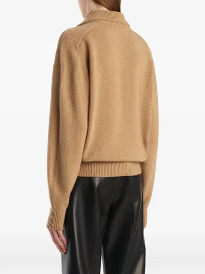 Khaite Womens Camel Jackson Collared Wool And Cashmere-blend Jumper In Brown