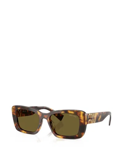 Miu Miu Rectangle-frame Sunglasses In Green