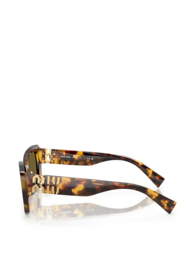 Miu Miu Rectangle-frame Sunglasses In Green
