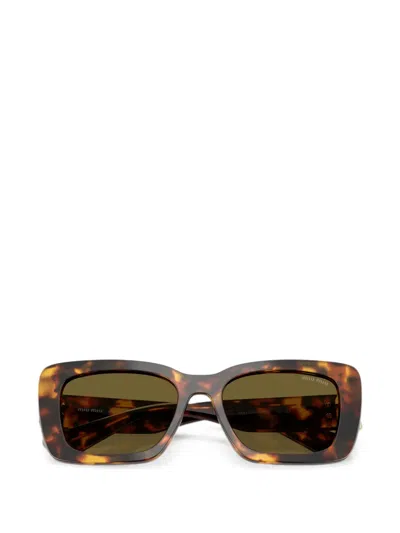 Miu Miu Rectangle-frame Sunglasses In Green