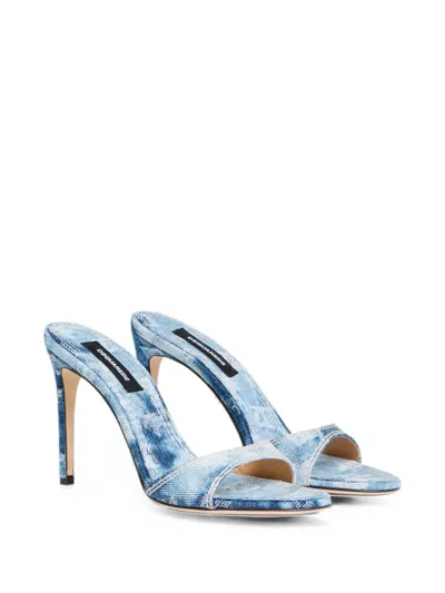 Dsquared2 D2 Monogram Heeled Mules In Blue
