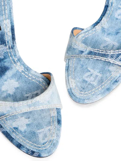 Dsquared2 D2 Monogram Heeled Mules In Blue