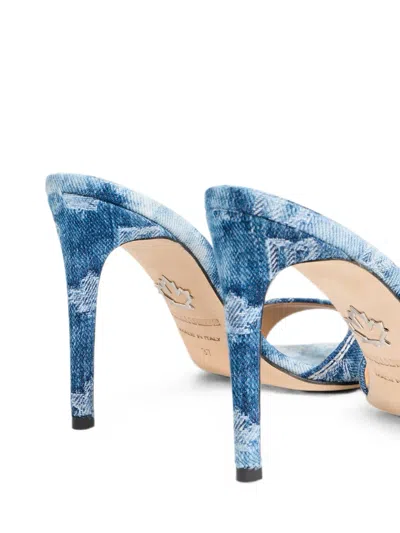 Dsquared2 D2 Monogram Heeled Mules In Blue