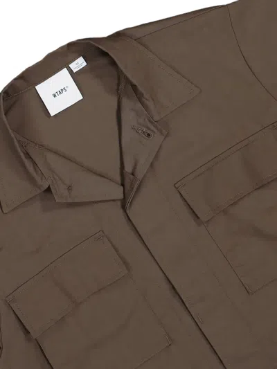 Wtaps Jmod Logo-print Multi-pocket Military Jacket In Brown