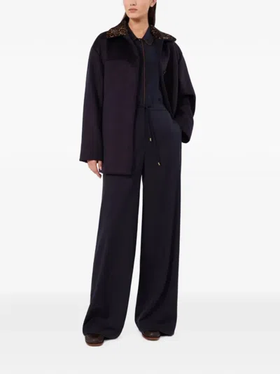 Max Mara Drawstring Wide-leg Trousers In Blue
