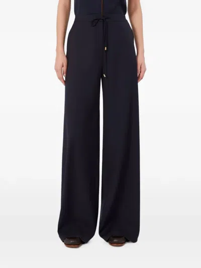 Max Mara Drawstring Wide-leg Trousers In Blue