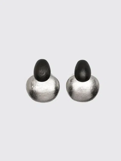 Monies Pebble-shape Wooden Earrings In Gray