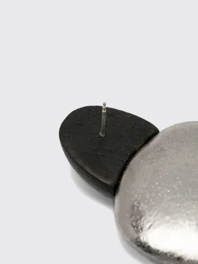 Monies Pebble-shape Wooden Earrings In Gray